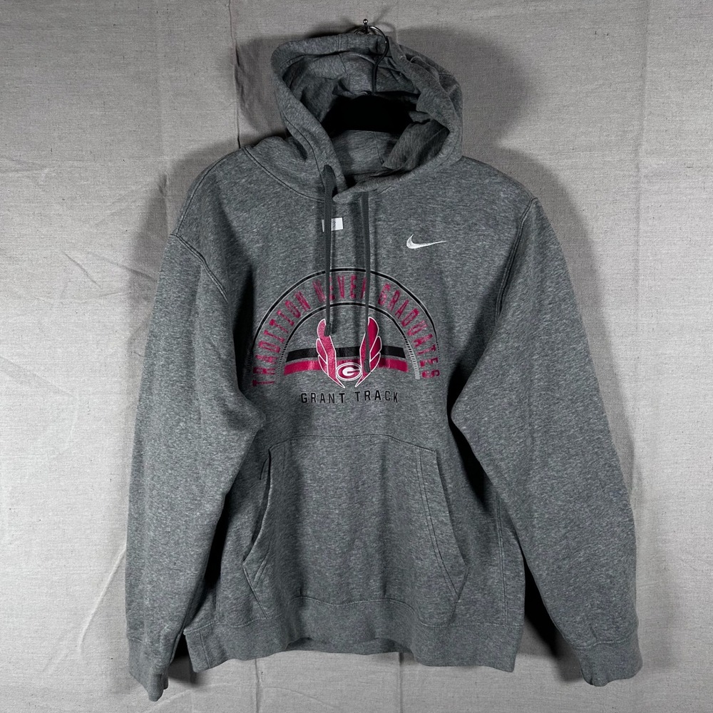 Nike Grant Track Tradition Never Graduates Gray Hoodie Mens Medium Pullover